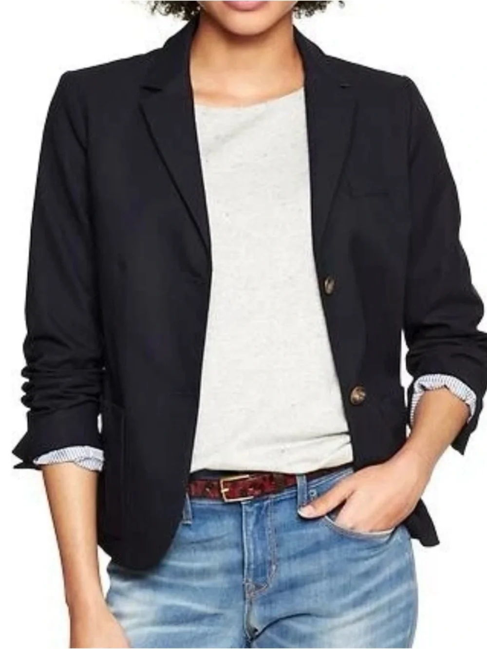 Gap Navy Blue Academy Blazer Jacket Striped Lining 12 Sporty Preppy Classic